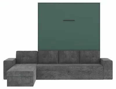 Produktbild von Schrankbett mit Ecksofa M3 Vertikal 160x200 Steingrün