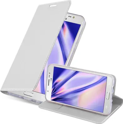 Produktbild von Cadorabo Handyhülle für Samsung Galaxy J5 2016 Schutz Hülle in Silber Cover Etui Book Case Booklet