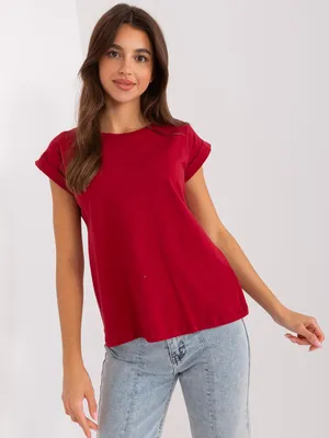 Produktbild von Basic Feel Good Kurzarm-T-Shirt für Frauen Chraïbi bordo L