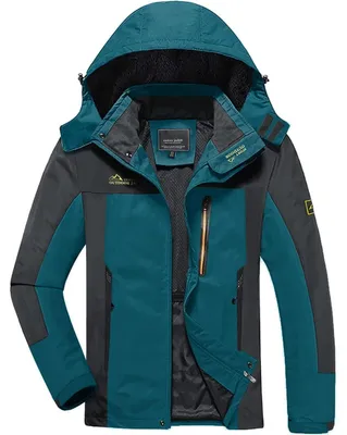 Immagine prodotto di Giacca softshell da uomo, idrorepellente, con cappuccio removibile, giacca leggera per attività all'aperto, ideale per escursioni e trekking, colore blu oceano, taglia S