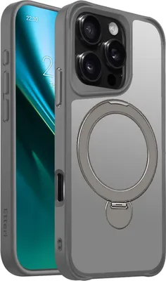Immagine prodotto di Custodie Etteri per iPhone 16 Pro 6.3" grigio con anello magico opaco