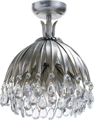 Produktbild von Casa Padrino Luxus Kristall Deckenleuchte Palme Silber Ø 27 x H. 29 cm - Wohnzimmer Deckenleuchte - Hotel Deckenleuchte - Luxus Deckenleuchten
