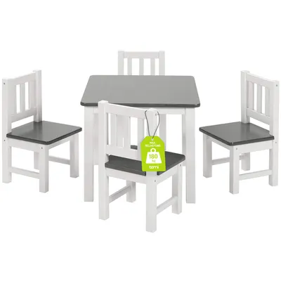 Produktbild von BOMI® Holzsitzgruppe mit 4 Stühlen aus Massiv Holz für Kleinkinder, Jungen und Mädchen