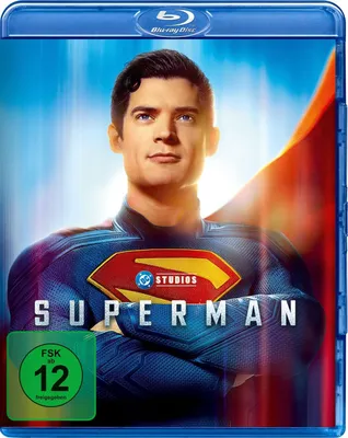 A Blu-ray disc case for the movie Superman, featuring a close-up of the character.