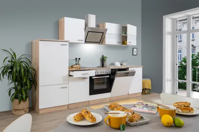 Produktbild von Küche Küchenzeile Küchenblock Einbauküche Eiche Weiß Merle 280 cm Respekta