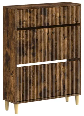 Image de vidaXL Armoire à chaussures ARNHEM, 78 x 24 x 103 cm, panneau de fibres de bois, imitation chêne fumé
