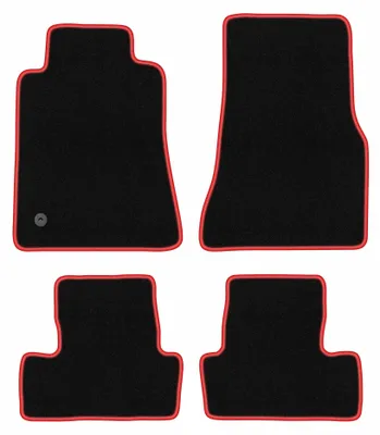 Zdjęcie produktu dla Dywaniki samochodowe welurowe CARLUX-RED do: Ford Mustang MK5 (2004-2014, coupe) czarne z czerwonym obszyciem, z mocowaniami