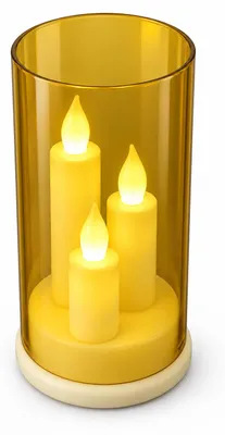 Zdjęcie produktu dla Szklany Lampion Led 3 Świeczki Bursztynowy Klosz 16X7Cm Na Baterie