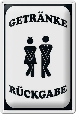 Produktbild von Blechschild Hinweis 20x30cm Getränke Rückgabe WC lustig