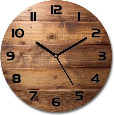 Produktbild von Wanduhr aus Glas 30fi Glasbild Glasuhr Gehärtetes Glas - schwarze-zeiger - Wooden background