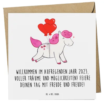 Produktbild von Mr. & Mrs. Panda Grußkarte 2023 Geburtstag Freude - Weiß - Geschenk, positive Energien, Geburtstagsgeschenk, Träume, Glückwunsch, Klappkarte, doppelkarte, anlasskarte