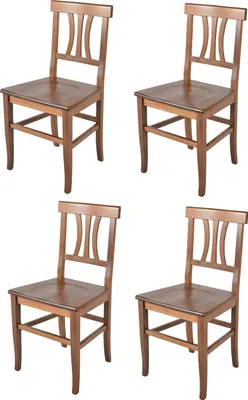 Produktbild von t m c s Tommychairs - 4er Set Stühle ARTEMISIA für Küche und Esszimmer, robuste Struktur aus lackiertem Buchenholz in der Farbe Nussbraun und Sitzfläche aus Holz