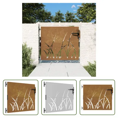 Produktbild von The Living Store Gartentor 85x100 cm Cortenstahl Gras-Design