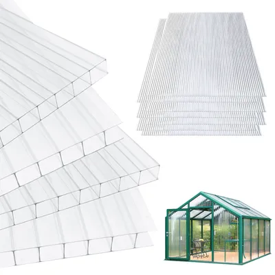 Produktbild von Hengda 10x Gewächshausplatten Doppelstegplatte Leicht Vielseitig Widerstandsfähig Transparent 8 mm 60,5 x 121 cm