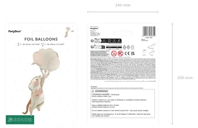 Image de Ballon en aluminium « Souris avec des ballons » 44 x 104 cm, beige / marron clair