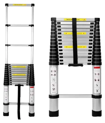 Produktbild von Teleskopleiter 4,4 m Aluminium Klappleiter Rutschfeste Ausziehbare Stehleiter 150 kg Belastbarkeit