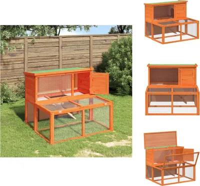 Immagine prodotto di vidaXL Conigliera marrone 102x90x84,5 cm in legno di pino massiccio - Habitat e recinti per piccoli animali