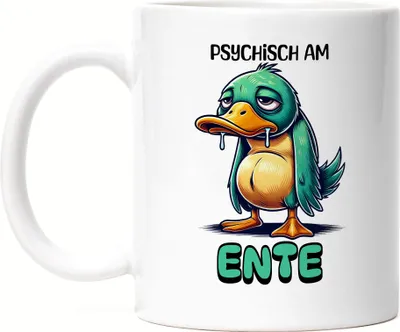 Produktbild von Psychisch am Ente Tasse weiß lustig Humor Ente witziges Geschenk Idee