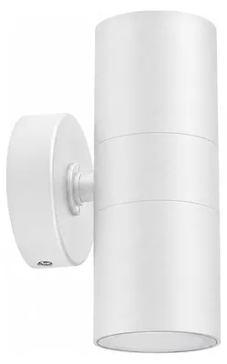 Produktbild von Weiße Wandleuchte, Schutzart IP65, mit zwei GU10-Leuchtmitteln