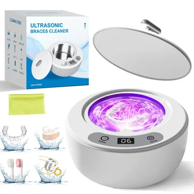 Produktbild von Tragbarer Ultraschallreiniger 49kHz mit UV-Licht & Timer für Retainer, Zahnschiene, Zahnersatz, Beißschiene, Silberschmuck & Pinsel