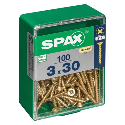 Immagine prodotto di Set di 100 viti in acciaio a testa svasata pozidriv SPAX, Diam.3 mm x L.30 mm