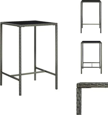 Immagine prodotto di vidaXL Tavolo bar da giardino grigio 70x70x110 cm in poly rattan e vetro - Tavoli da giardino