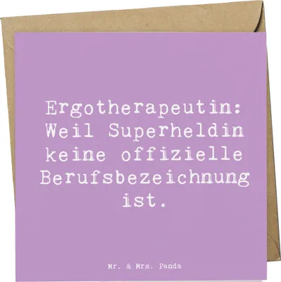 Produktbild von Mr. & Mrs. Panda Glückwunschkarte Spruch Ergotherapeutin Superheldin - Lavendeltraum - Geschenk, Grußkarte, faltkarte, Berufsgestaltung, Klappkarte, anlasskarte, Hingabe
