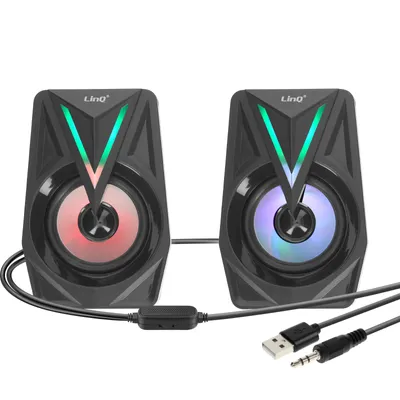 Immagine prodotto di LinQ, altoparlante per PC e TV con LED colorati per un suono potente, nero