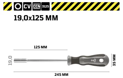 Produktbild von Sechskant-Steckschlüssel mit Griff, DIN 3125 19 MM