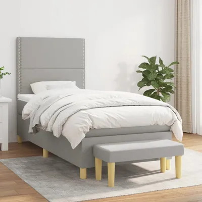 Produktbild von CLORIS Boxspringbett Polsterbett mit Matratze Hellgrau 90x190 cm Stoff, 56,58 kg