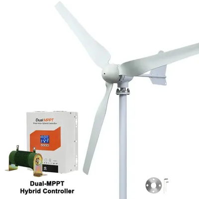 Image de Éolienne - 6000W, 48V - Générateur éolien - Régulateur de charge hybride - Faible niveau sonore - Pour alimentation électrique hors réseau - Avec contrôle hybride