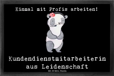 Produktbild von Mr. & Mrs. Panda Fußabtreter Kundendienstmitarbeiterin Leidenschaft 40 x 60 cm - Schwarz - Geschenk, Bodenvorleger, Schmutzmatte, Lustig, Backoffice Mitarbeiter, Witzig