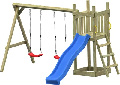 Produktbild von Endorphin Spielturm Piccoo Play mit Leiter Wellenrutsche und 2 Schaukeln