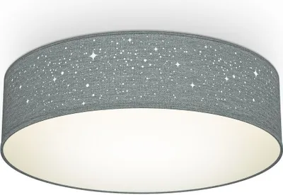 Image de B.K.Licht plafonnier tissu gris avecReproduction étoile, éclairage plafond chambre, salon, salle à manger, 2 douilles E27 pour ampoules de 40W max, Ø38cm