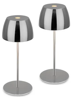 Produktbild von Briloner Serina Mini Mini LED Tischlampe kabellos IP44, 2er Set, Dimmbar, Touch, Spritzwasserschutz, Kabellos, Chrom, Ø8 x 20 cm