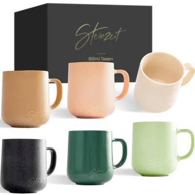 Kaffeetassen-Set 6x350 ml, handgefertigt, Pastellfarben