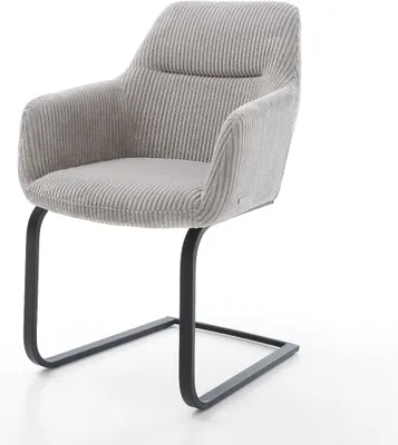 Produktbild von DELIFE Freischwinger Pejo-Flex Cord Silbergrau Freischwinger flach Schwarz Taschenfederkern