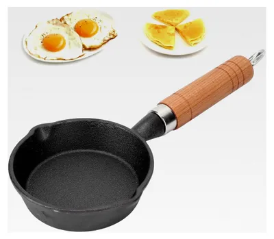 Produktbild von Mini Bratpfanne für ein Ei 10 cm mit Griff, antihaftbeschichtet, für Pfannkuchen und Frühstück, geeignet für Camping und Induktionsherde
