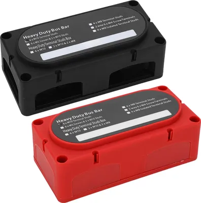 Obrázek produktu pro 2 rozvodné bloky, 4 šrouby, 300 A bateriová přípojnice, univerzální pro 12-48 V, auto, karavan, jachta, loď