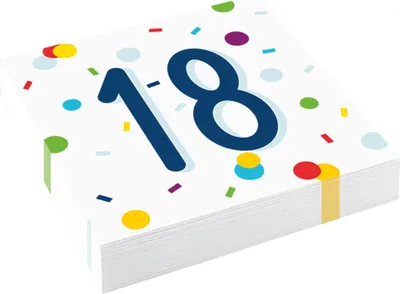Image de 20 serviettes 18 Confetti Birthday - 18ème anniversaire avec des points et des confettis 33x33cm