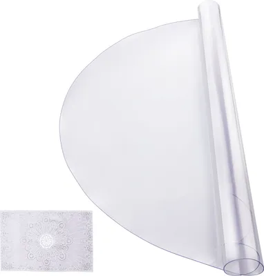 Zdjęcie produktu dla Plastikowy obrus SucceBuy, 48 x 48 cali, grubość 2,0 mm, przezroczysty ochraniacz stołu z PVC, okrągła, wodoodporna podkładka na biurko, łatwy do czyszczenia obrus
