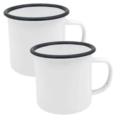 Produktbild von Plottermarie Sublimationsrohlinge Sublimations-Tassen für personalisierte Geschenkideen – Sublimationsrohlinge, Fotogeschenke, Personalisierung & DIY Emaille Tasse 12 oz sublimierbar Black 2er Set
