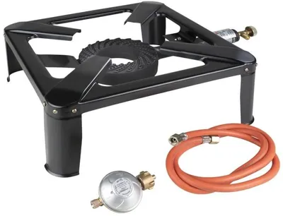 Zdjęcie produktu dla ROTHENBERGER Przemysłowa kuchenka stołowa z 1,5-metrowym wężem do propanu i stałym regulatorem propanu do użytku na kempingu, wyłącznie na zewnątrz, do podłączenia do butli z propanem 1500001392
