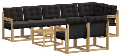 Produktbild von vidaXL Outdoor-Sofagarnitur mit Kissen 9 pcs Weiß und Schwarz
