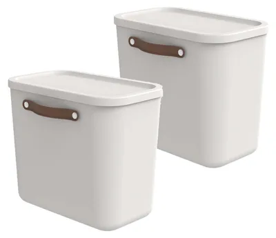 Produktbild von Rotho Aufbewahrungsbox 2er-Set 25L Maloja - Kunststoffbox 40 x 23,5 x 34 cm - Box mit Deckel - Stapelbox sicher verschließbar - Plastikbox