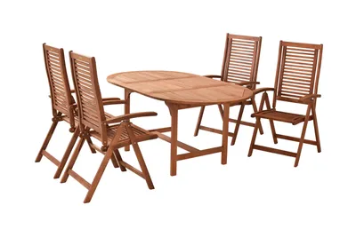 Produktbild von Merxx Gartenmöbelset Cordoba 5tlg., 4 Klappsessel, 1 Ausziehtisch 120 (170) x 100 cm -Eukalyptus