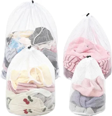 Produktbild von Wäschenetz 4 Größen, 4 Stück, Polyester, mit Kordelzug, für Waschmaschine