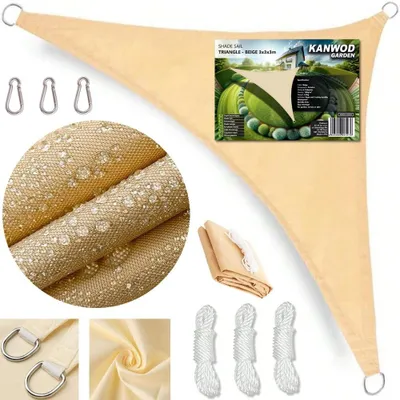 Image de Voile d'ombrage triangulaire, imperméable, avec protection UV et cordes de fixation