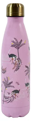 Isolierte Edelstahl-Wasserflasche 0,6 l, rosa, 26,5 cm