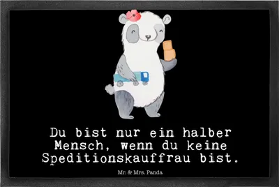 Produktbild von Mr. & Mrs. Panda Haustürmatte Speditionskauffrau Herz 40 x 60 cm - Schwarz - Geschenk, Schmutzmatte, fußmatte, Fußabstreifer, Türmatte, Fussmatte, Schmutzfangmatte